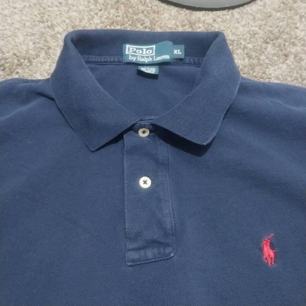 Polo Ralph Lauren Shirt Mens Size Extra Large Navy Blue Polo Short Sleeve Preppy